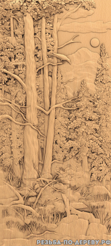 Резное панно Лес #2  из дерева